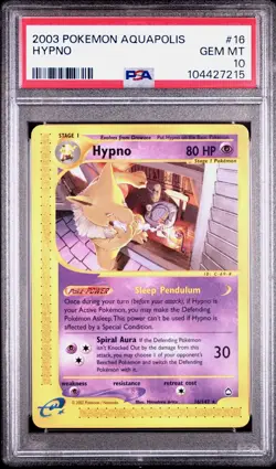 Pokemon Hypno Aquapolis NON Holo Rare #16 PSA 10 Gem Mint - Image 3