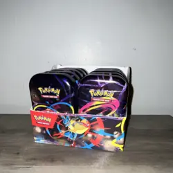 Pokemon Mega Evolution Mini Tins Sealed-Tins are sealed-Top To Display Cut Off - Image 1