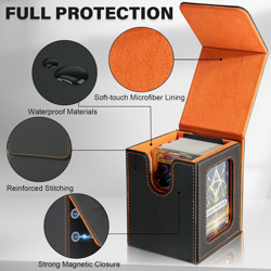 Card Deck Box for MTG Commander, Card Storage Box for Trading Cards, PU Leather - Image 5