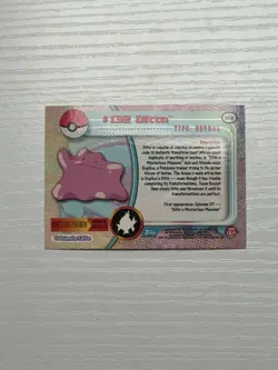 2000 Topps Pokemon Silver Foil #132 Ditto TV Animation Blue Logo - Image 3