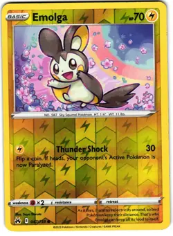Emolga Reverse Holo 47/159 Pokemon SWSH: Crown Zenith - Image 1