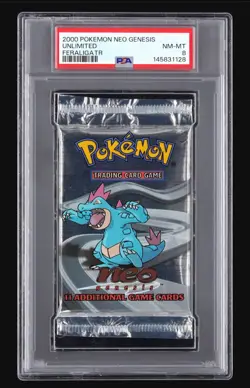 2000 Pokemon Neo Genesis Feraligatr Foil Booster Pack PSA 8 - Image 1