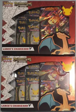 2x Pokemon 2025 Celebrations Collection Lance's Charizard V Box Sealed Lot - TCG - Image 1