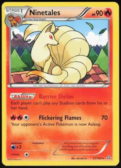 Ninetales 21/160 Rare Primal Clash Pokemon Moderately Played - Image 1