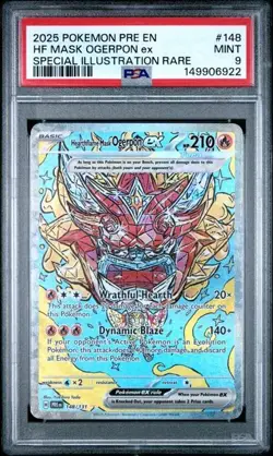 2025 POKEMON PRE EN-PRISMATIC EVOLUTIONS #148 HEARTHFLAME MASK OGERPON EX PSA 9 - Image 1