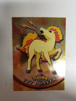 #77 Ponyta HOLO Foil Blue Logo Topps Series Pokemon Animation Edition NM - Image 1