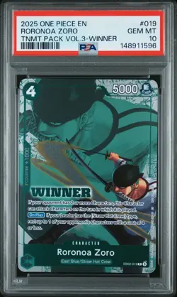 PSA 10 2025 ONE PIECE TOURNAMENT PACK VOL.3 WINNER #019 RORONOA ZORO - Image 1