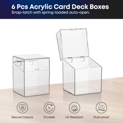 Card Deck Box with Portable Hard Case, 6 Pack Clear Commander Deck Box with 6 Di - Image 5