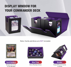 MTG Deck Box, Commander Deck Case Fits 200+ Double-Sleeved Cards, Magnetic Leath - Image 4