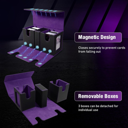 MTG Deck Box, Commander Deck Case Fits 200+ Double-Sleeved Cards, Magnetic Leath - Image 5