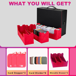 Trading Cards Storage Box, Portable Handle 1800+ MTG Deck Box with Lock Buckle, - Image 4