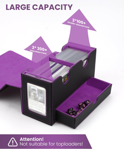 MTG Deck Box with Double Commander Display and Dice Tray, Fits 200+ Double Sleev - Image 3