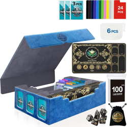 MTG Trading Card Storage Box with Playmat Fits 3000+ Cards, 3-Row Commander Deck - Image 1
