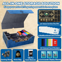 MTG Trading Card Storage Box with Playmat Fits 3000+ Cards, 3-Row Commander Deck - Image 2