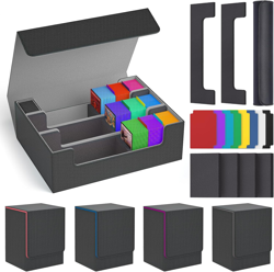 Mtg Deck Box Set, 4000+ PU Leather Strong Magnet Trading Card Storage Box, Card - Image 1