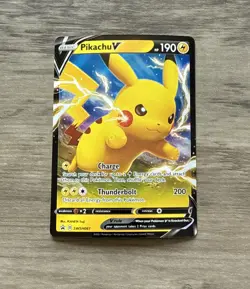 Pokemon TCG Pikachu v SWSH061 Full Art Holo Card Sword and Shield Promo - Image 1