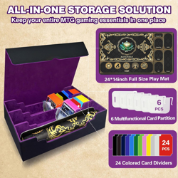 MTG Commander Deck Case with Playmat, 3-Row Trading Card Storage Box Fits 3000+ - Image 2