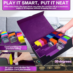 MTG Commander Deck Case with Playmat, 3-Row Trading Card Storage Box Fits 3000+ - Image 5