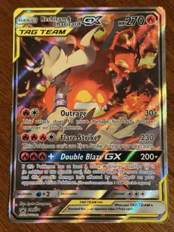 Pokemon TCG Tag Team Card Reshiram & Charizard GX Black Star Promo SM201 LP - Image 1
