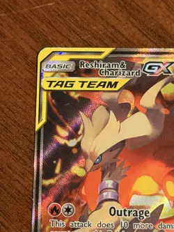 Pokemon TCG Tag Team Card Reshiram & Charizard GX Black Star Promo SM201 LP - Image 4
