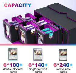 Commander Deck Box for MTG, 6-Deck Modular Card Case with Dice Tray Holds 600+ D - Image 4