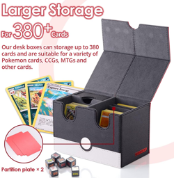 Card Deck Box with 2 Dividers and a Dice Tray for MTG Cards, 380+ Card Storage B - Image 4