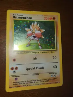Pokemon TCG Hitmonchan Holo Card Base Set 7/102 Rare Collectible Card Pokemon - Image 3