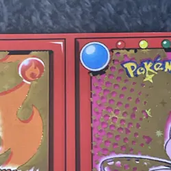 2022 Pokemon Pokedex Mew & Magmar Flash Edition Gold Star Holo Sticker Spanish - Image 3