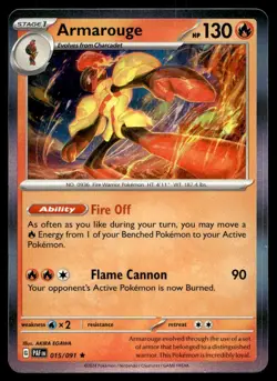Armarouge 15/91 Pokemon Card Paldean Fates Rare 130 HP Holo Near Mint H10 - Image 1