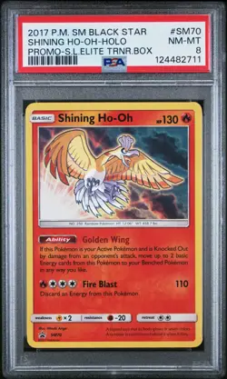 2017 POKEMON SM BLACK STAR PROMO #SM70 SHINING HO-OH-HOLO PROMO PSA 8 - Image 1