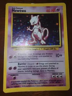 Pokemon 1999 Mewtwo 10/102 Base Set Holo Unlimited Pokemon Card Rare - Image 1