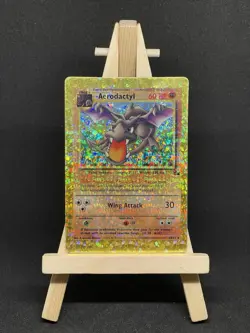 Areodactyl 16/62 Rare Pokemon Gold Holo Prism Sticker Vending Card TCG Fossil - Image 1