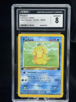 Psyduck #65 1st Edition Team Rocket 2000 Pokemon CGC 8 💦 - Image 1
