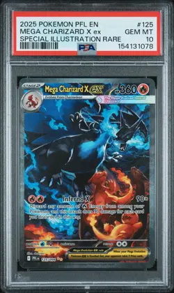 2025 POKEMON PFL EN-PHANTASMAL FLAMES #125 MEGA CHARIZARD X EX PSA 10 - Image 1