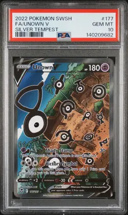 2022 POKEMON SWORD & SHIELD SILVER TEMPEST #177 FULL ART/UNOWN V PSA 10 - Image 1