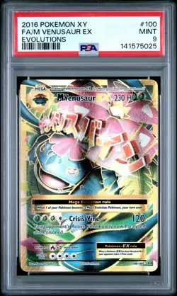 2016 POKEMON XY EVOLUTIONS #100 FULL ART/M VENUSAUR EX PSA 9 - Image 1