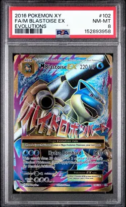2016 POKEMON XY EVOLUTIONS #102 FULL ART/M BLASTOISE EX PSA 8 - Image 1