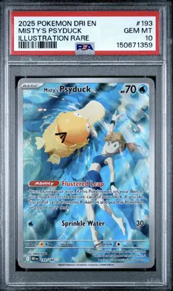 2025 Pokemon Destined Rivals PSA 10 Misty’s Psyduck Illustration Rare 193 - Image 1