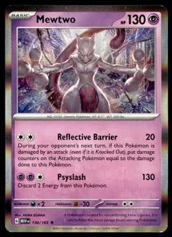 Mewtwo 150/165 Rare 151 Pokemon Holo Near Mint - Image 1