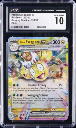 2024 POKEMON SSP EN-SURGING SPARKS #133 ALOLAN EXEGGUTOR EX CGC 10 GEM MINT - Image 1