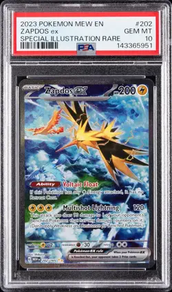 2023 POKEMON MEW EN-151 SPECIAL ILLUSTRATION RARE #202 ZAPDOS EX PSA 10 - Image 1