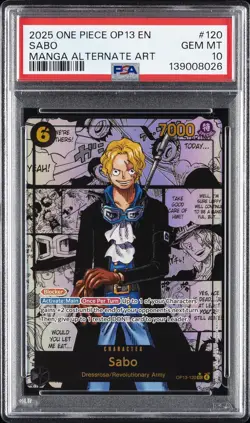 2025 ONE PIECE OP13-CARRYING ON HIS WILL MANGA ALTERNATE ART #120 SABO PSA 10 - Image 1