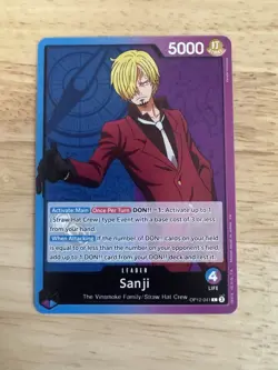 Bandai One Piece Card Game Sanji Leader L OP12-041 OP-12 5000 Strike - Image 3