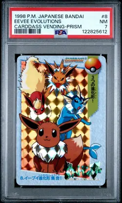 1998 POKEMON JAPANESE BANDAI CARDDASS VENDING 8 EEVEE EVOLUTIONS-PRISM PSA 7 - Image 1