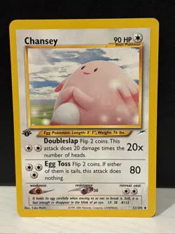 Chansey 31/105 Neo Destiny Regular 1st Edition Pokemon Card - Image 1