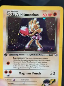 1st Edition Rocket's Hitmonchan 11/132 Gym Heroes 2000 WOTC Pokemon HP SWIRL - Image 3
