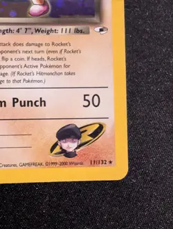 1st Edition Rocket's Hitmonchan 11/132 Gym Heroes 2000 WOTC Pokemon HP SWIRL - Image 5
