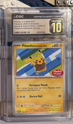 CGC 10 PRISTINE Pokemon Pikachu Batik Shirt Indonesia Journey Promo 155/SV-P - Image 1