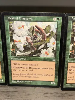 MTG 4x Wall of Blossoms Stronghold Set Uncommon Magic The Gathering LP/MP - Image 4