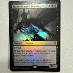 Rune-Scarred Demon (NM Foil) FDN-0184 Rare MTG - Image 1